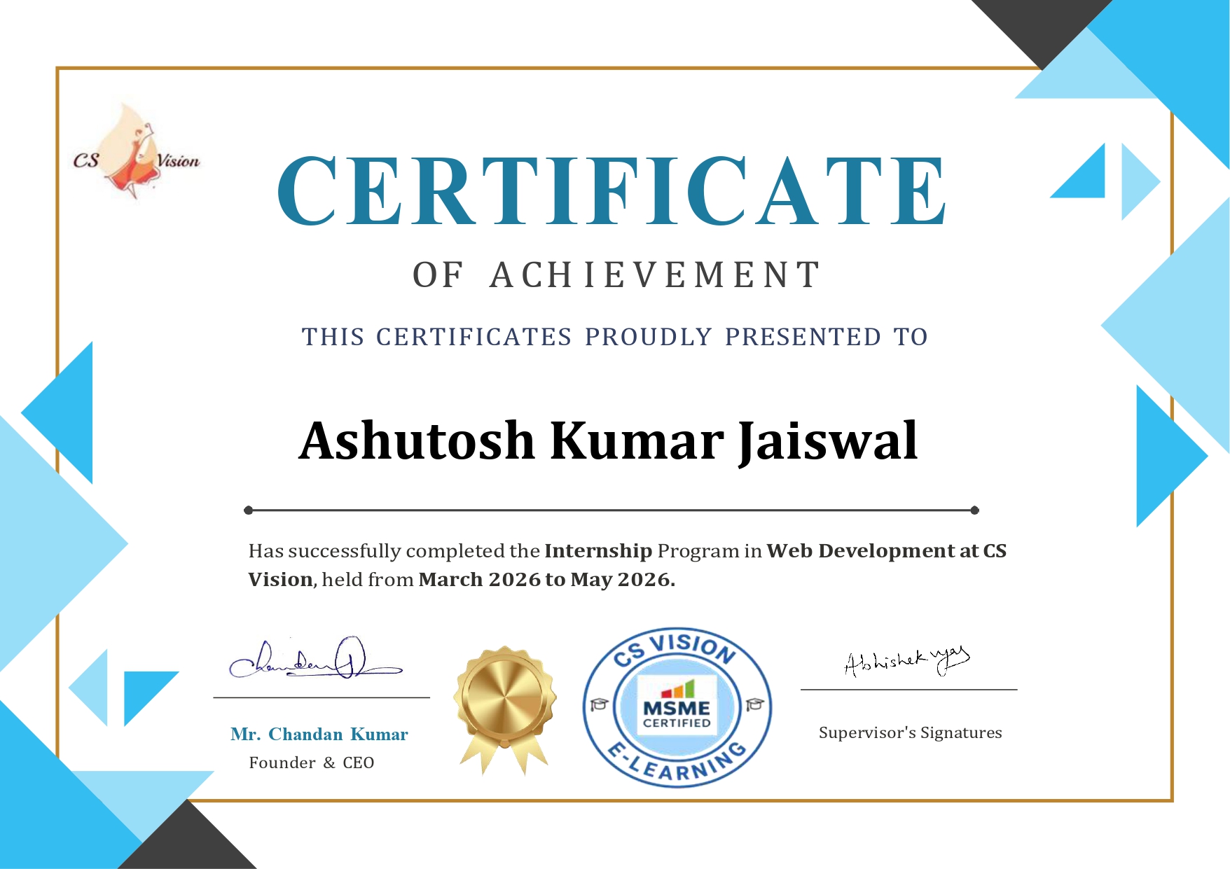 Ashutosh Certificate