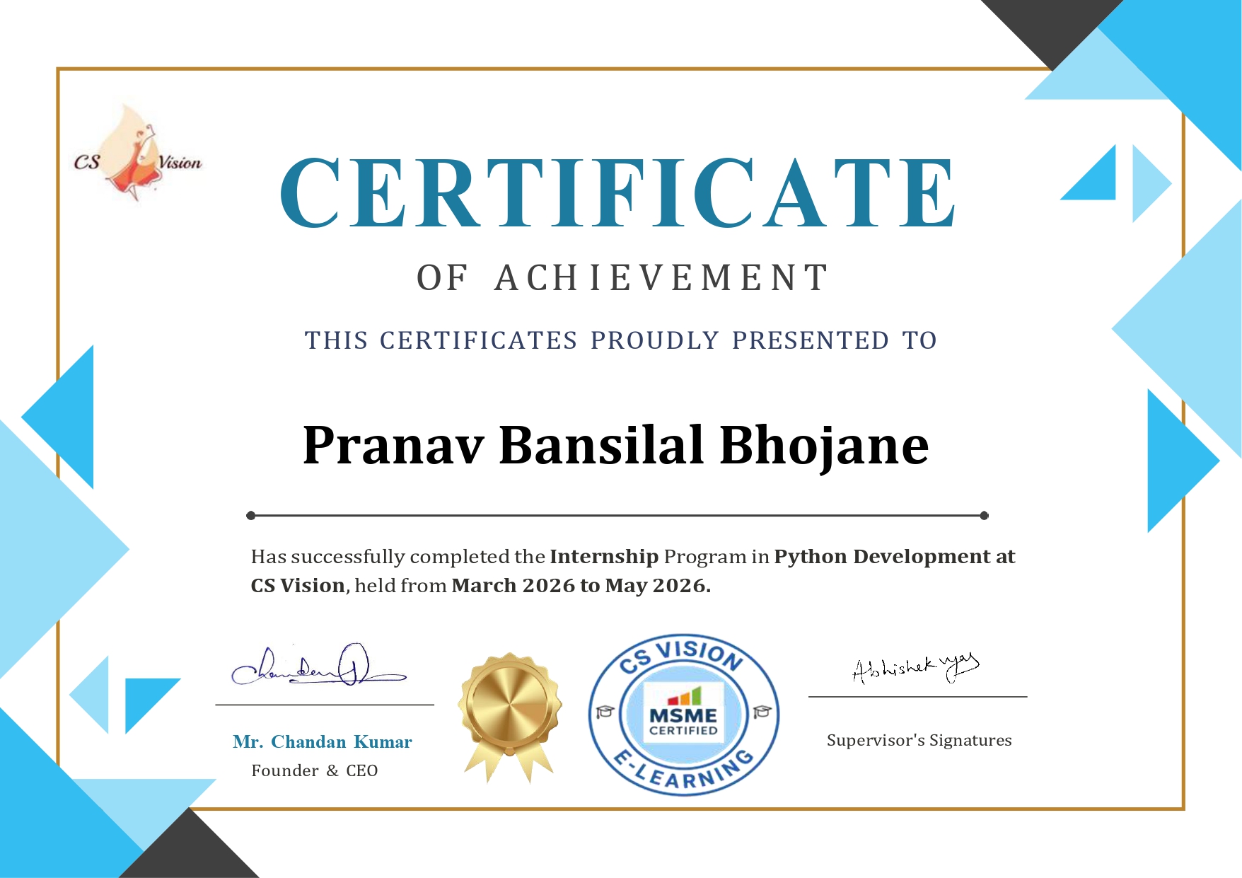 Pranav Certificate