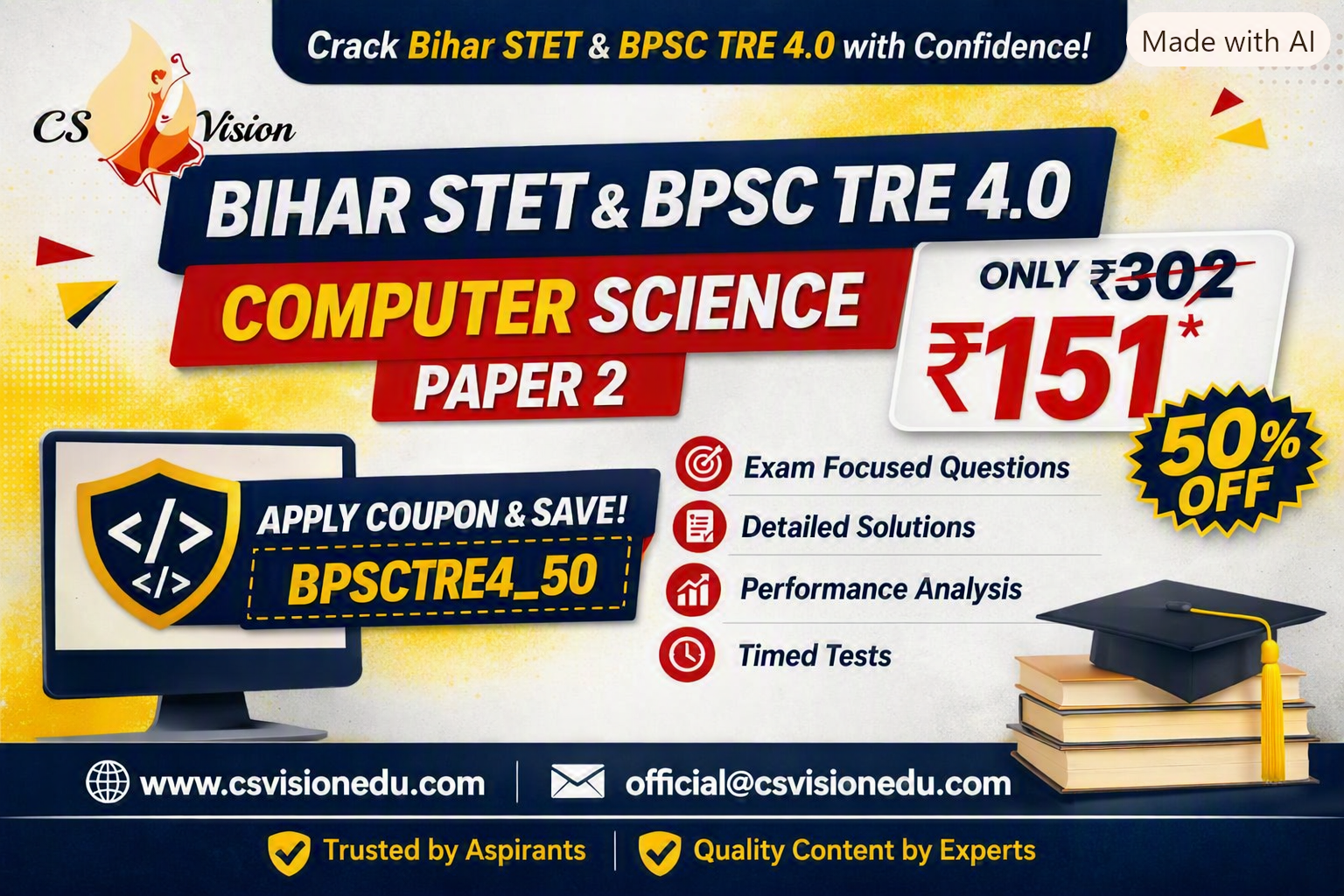 Bihar STET and BPSC TRE 4.0 Computer Science Test Series